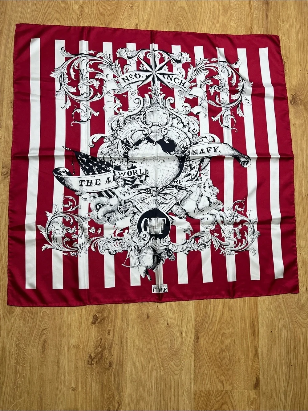 Gianfranco Ferre Hand Rolled 100% Silk 34” Square Scarf - New